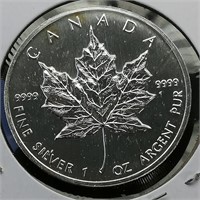 1993 Canada $5 Silver Coin Maple Leaf 1 t oz.