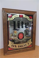 Lite Beer Mirror Bar Sign, framed 27"x21"