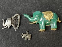 2 Sterling Silver Elephant Jewelry and a Brooch