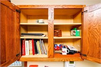 Contents of Cabinet-Cookbooks, Office Supplies