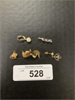 14K Gold Single Earrings, 10K Gold Pendant, 10K