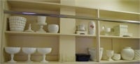 Quantity of white glass and ceramic pots