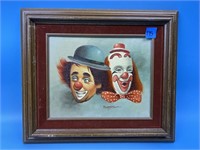 Framed Clown Painting - signed Hoppin