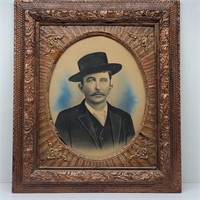 Antique Colorized Photo of Man in Gold Frame