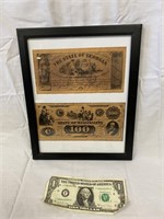 Framed Southern Confederate Notes/Bills-#2