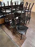 16 BLACK METAL FRAME WOOD SEAT LADDER BACL DINING