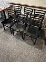 6 BLACK METAL FRAME WOOD SEAT LADDER BACL DINING