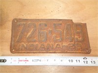 1929  INDIANA LICENSE PLATE