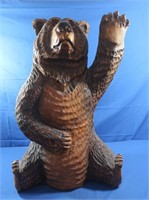 Wood Carved Bear 28"H