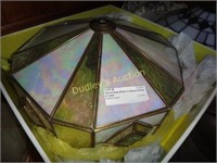 Stained Glass Shade In Iridescent Whites & Amber