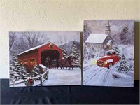 Light-Up Winter Scene Prints Wall Hangings