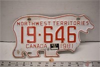 1981 Northwest Territories Lic. Plate (Damaged)