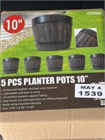 5 Piece Planter Pots Whiskey Barrel 10”