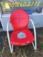 Vintage metal Lawn Chair Red