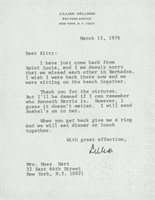 Lillian Hellman signed letter