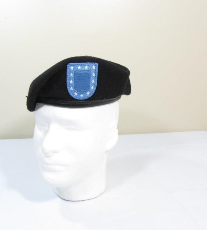 2 New Military DSCP US Army Black Berets 2 Flashes