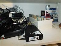 Mixed Shelf Lot- Routers, Vintage Wall Clock,