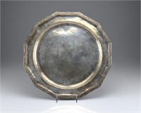Colonial hand hammered silver tray