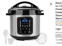 Electric Pressure Cooker: 6 Quart 9-in-1