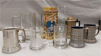 Assorted beer mugs & glasses