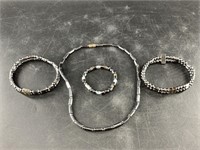 4 Pieces of magnetic hematite jewelry