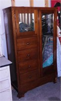 Wood 4 drawer wardrobe w/ mirrored doors & key,