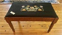 Antique vanity bench with needlepoint seat