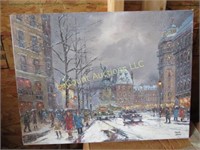 vintage  painting or print winter scene