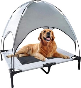 Atomsgear Elevated Pet Bed with Play Mat Grey