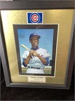Ernie Banks signed photo framed