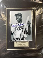 Hank Aaron signed photo 8x10 mat