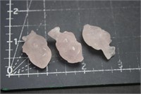 3, Rose Quartz Anatomical Hearts