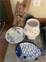 Ceramic Candle Holder, Ceramic Fish And Bowl