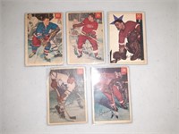 Lot of 5 1954-55 Parkhurst Hockey cards Sawchuk +