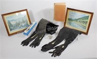 Vintage Leather Long Gloves, Murano Glass
