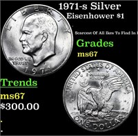 1971-s Silver Eisenhower Dollar $1 Graded ms67 BY