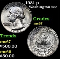 1981-p Washington Quarter 25c Grades GEM++ Unc