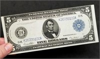 1914 $5 Federal Reserve Note, Dallas, Higher Grade