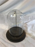 Small Cloche With Wooden Base And Display Hook
