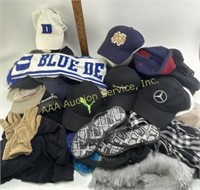 Assortment of hats, ear muffs, gloves, scarves