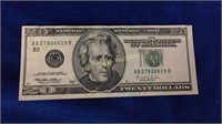 Mis-Print US $20.00 Dollar Bill (missing gold "20"