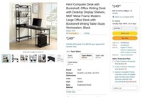 B8957  Henf Computer Desk with Bookshelf 47 Blac