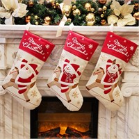WEWILL Lovely Christmas Stockings Set of 3 Santa,