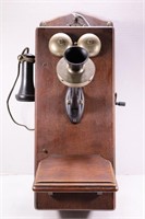 PRIMITIVE CRACRAFT-LEICH HAND CRANK WALL TELEPHONE