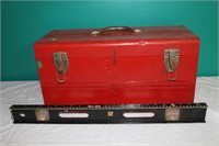 Tool box, contents and 24" level