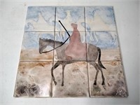 9 Glazed Ceramic Tiles - Horse Mosaic