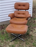 Eames STyle Tan Schweiger CHair Ottoman Leather