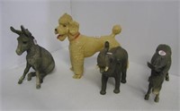 (4) Vintage plastic animals including heavily