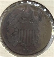 1864 Shield 2cents