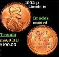 1952-p Lincoln Cent 1c Grades GEM+ Unc RD